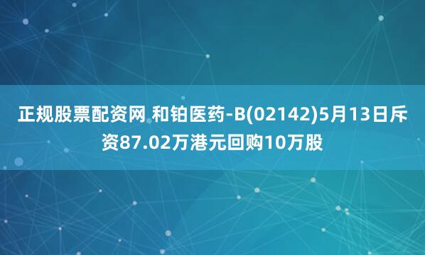 正规股票配资网 和铂医药-B(02142)5月13日斥资87.02万港元回购10万股